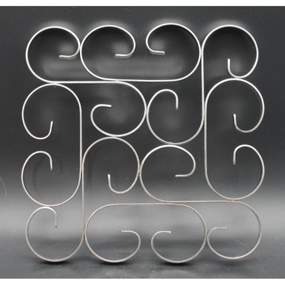 Vintage Inox France Stainless Steel Trivet Mid Century Modern Scroll Design 8x8